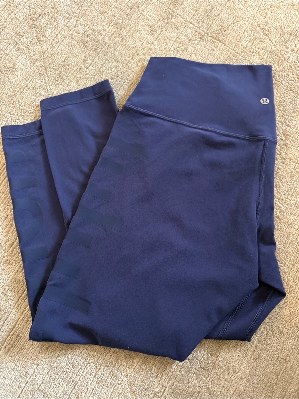 lululemon athletica Navy Align Leggings with Lululemon logo on side sz 14